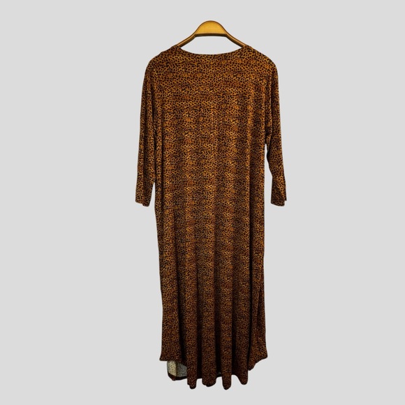 Blue Sky Women’s Dress Size XL Orange Cheetah Print 3/4 Sleeves Scoop Neck - Picture 7 of 9